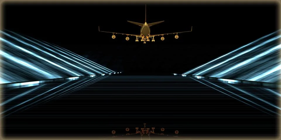 3d rendering of a golden object inside a futuristic road Stock Illustration