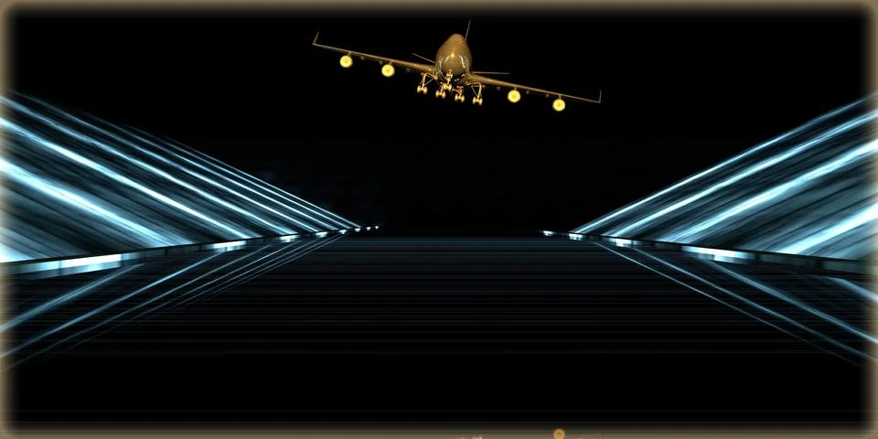 3d rendering of a golden object inside a futuristic road Stock Illustration