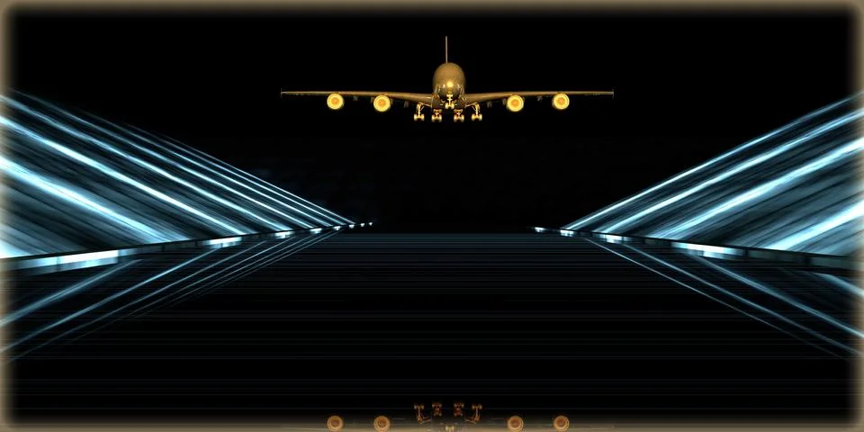 3d rendering of a golden object inside a futuristic road Stock Illustration