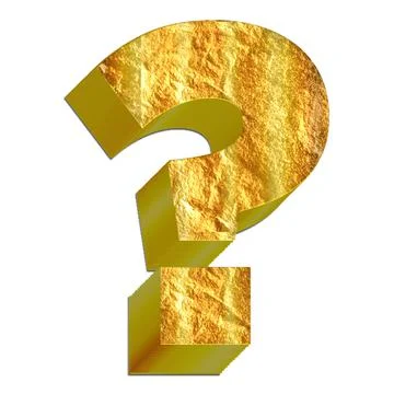 3D rendering of the golden Question mark isolated on white background Stockillustratie