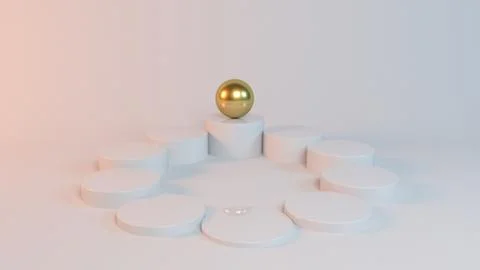 3d rendering of a golden sphere on top as a success concept Stock Illustration