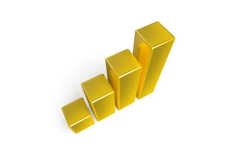 3D Rendering of Golden Statistic Graph Chart イラスト素材
