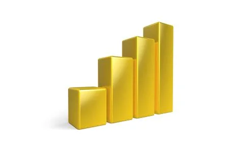 3D Rendering of Golden Statistic Graph Chart イラスト素材