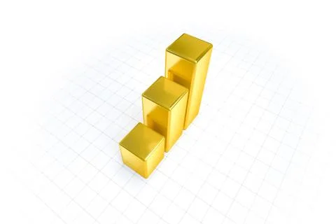 3D Rendering of Golden Statistic Graph Chart イラスト素材
