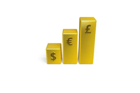 3D Rendering of Golden Statistic Graph Chart イラスト素材