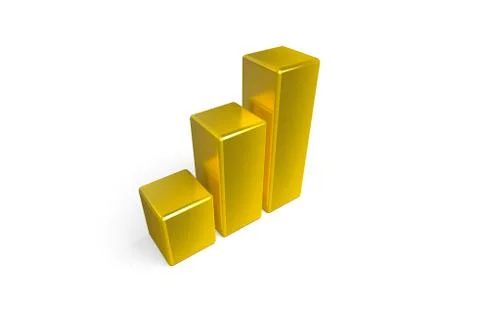 3D Rendering of Golden Statistic Graph Chart イラスト素材