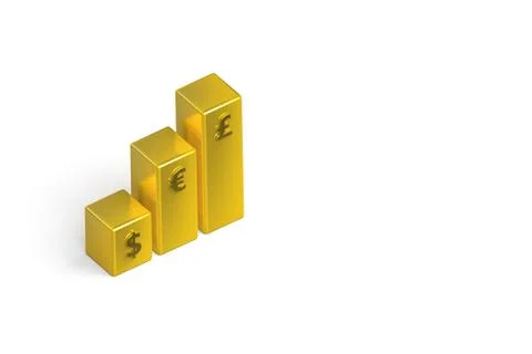 3D Rendering of Golden Statistic Graph Chart イラスト素材