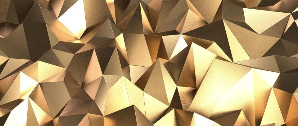 3d rendering of golden triangular background design Stock Photos