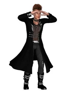 3D Rendering Gothic Male Model on White Stock Illustration