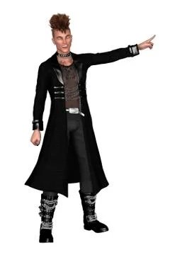 3D Rendering Gothic Male Model on White Illustrazione stock