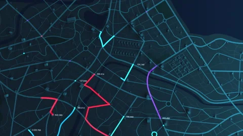 3D rendering GPS map navigator with direction path Stock Footage 139127131
