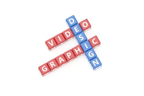 3D Rendering Graphic Design Text on Square Boxes 스톡 일러스트