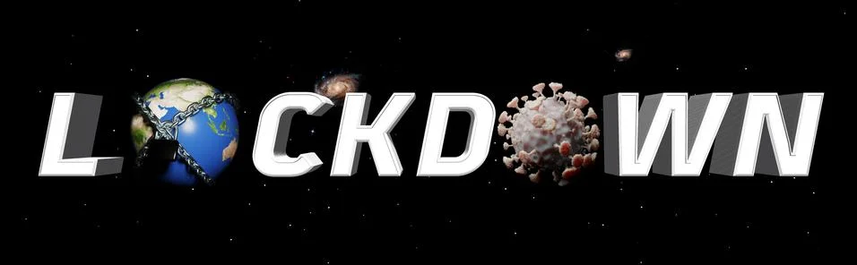 3D rendering graphic of world Lockdown. Stock Illustration