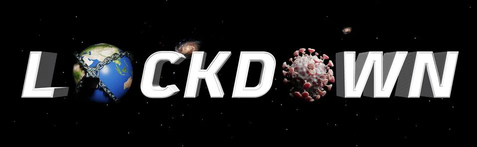 3D rendering graphic of world Lockdown. Stock Illustration