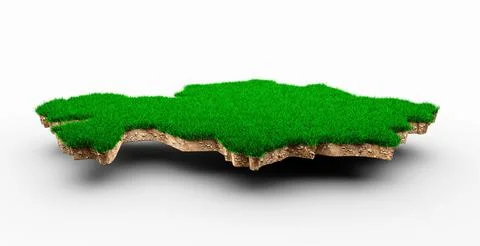 3D rendering of a grassy Kazakhstan map topography isolated on a white Stock Illustration