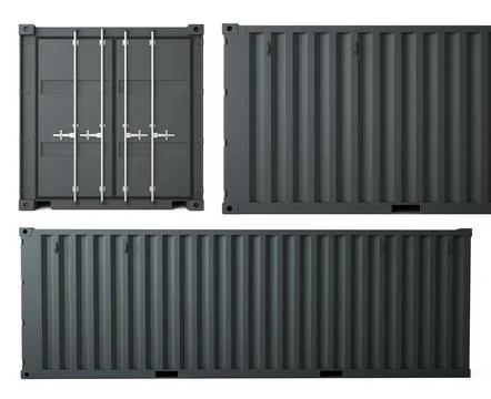3d rendering of gray container cargo on white background Illustrazione stock