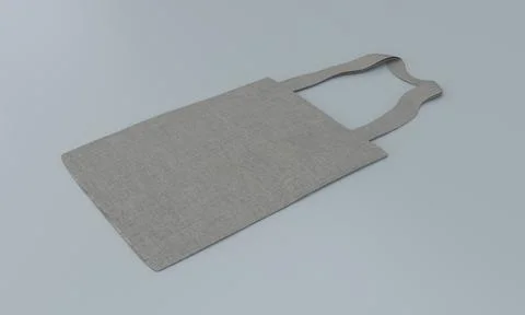3D rendering of a gray fabric bag on an empty surface Stock Illustration