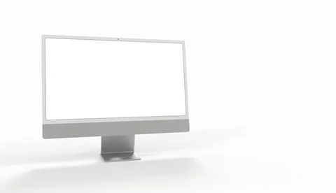 3D rendering of a gray flat computer screen with a camera isolated on a white Stock Illustration