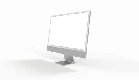 3D rendering of a gray flat computer screen with a camera isolated on a white Stock-Illustration