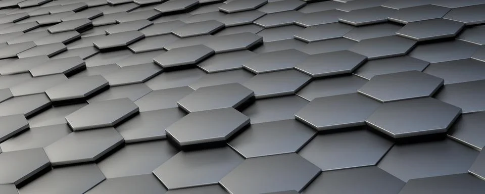 3D rendering of gray hexagon tiles background. Stock Illustration