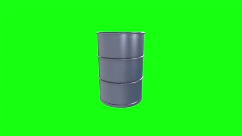 3D rendering of a gray industrial barrel on a vibrant green background Stock-Footage 297584287