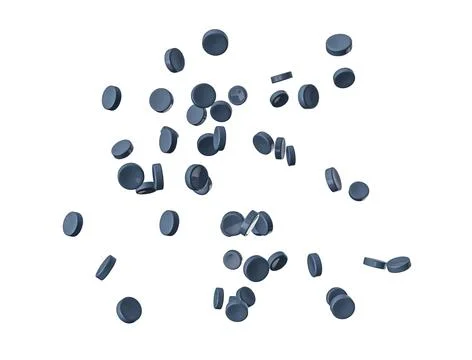 3D rendering of gray recycled polypropylene granules isolated on a white backgro Stock Illustration
