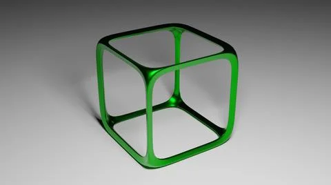 3d rendering of a gree metal cube 스톡 일러스트