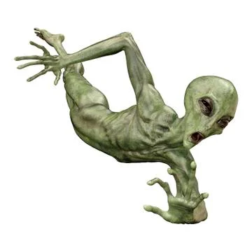 3D Rendering Green Alien on White Stock Illustration
