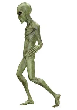 3D Rendering Green Alien on White Stock Illustration