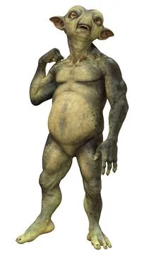 3D Rendering Green Alien on White Stock Illustration