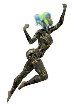 3D Rendering Green Alien on White Stock Illustration