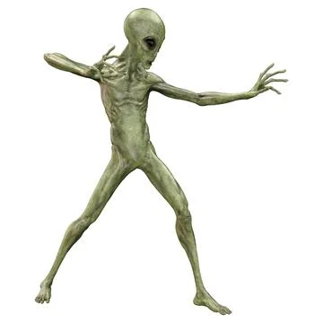3D Rendering Green Alien on White Stock Illustration