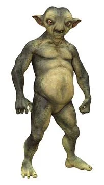 3D Rendering Green Alien on White Stock Illustration