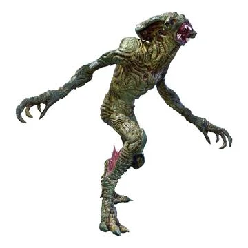 3D Rendering Green Alien on White Illustrazione stock