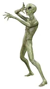 3D Rendering Green Alien on White Stock Illustration