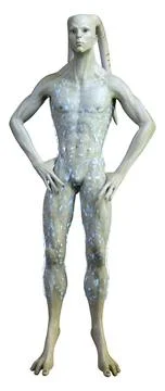 3D Rendering Green Alien on White Illustrazione stock