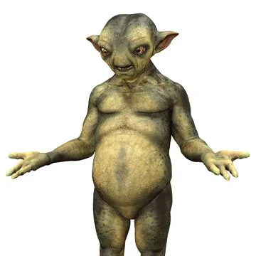 3D Rendering Green Alien on White Stock Illustration