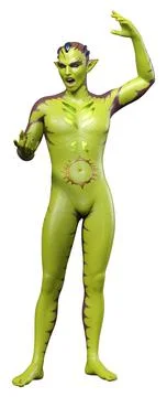 3D Rendering Green Alien on White Stock Illustration