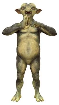 3D Rendering Green Alien on White Stock Illustration