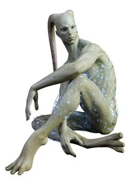 3D Rendering Green Alien on White Stock Illustration