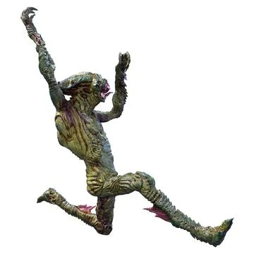 3D Rendering Green Alien on White Stock Illustration