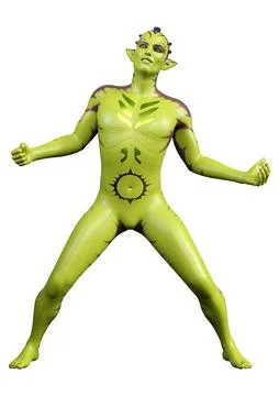 3D Rendering Green Alien on White Illustrazione stock