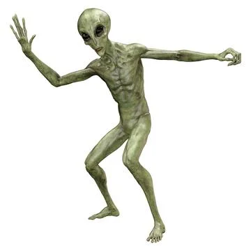 3D Rendering Green Alien on White Illustrazione stock