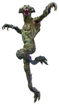 3D Rendering Green Alien on White Stock Illustration