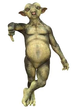 3D Rendering Green Alien on White Stock Illustration