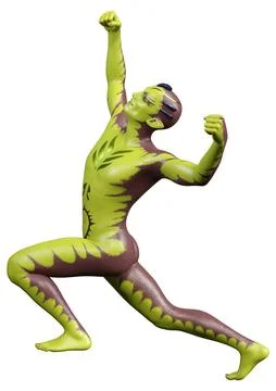 3D Rendering Green Alien on White Stock Illustration