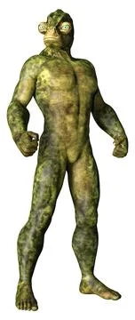 3D Rendering Green Alien on White Illustrazione stock