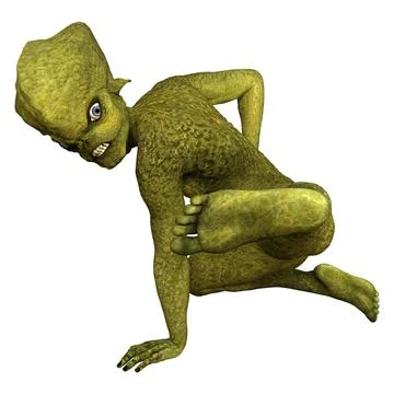 3D Rendering Green Alien on White Stock Illustration