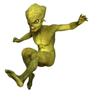 3D Rendering Green Alien on White Stock Illustration