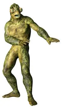 3D Rendering Green Alien on White Stock Illustration